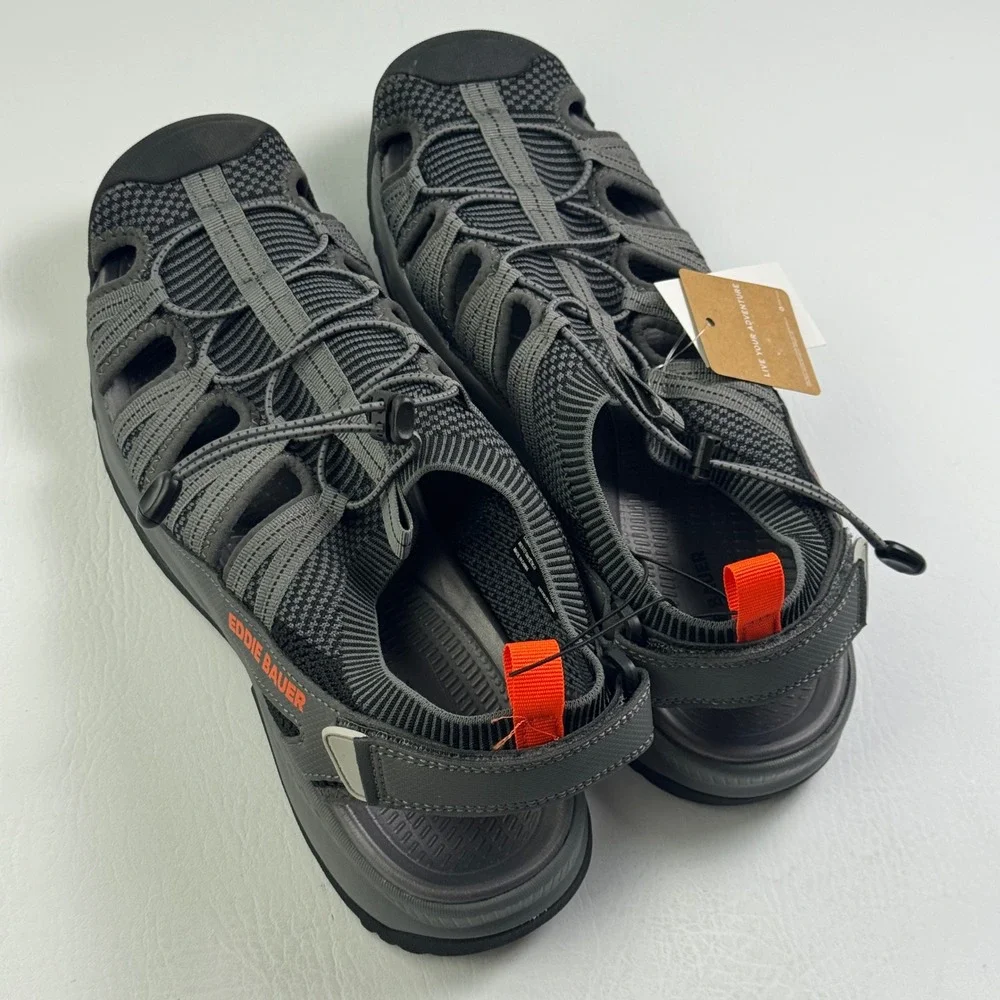 Eddie Bauer Cedar Mens Grey Orange Hiking Sandals Water Shoes Size 13 NEW